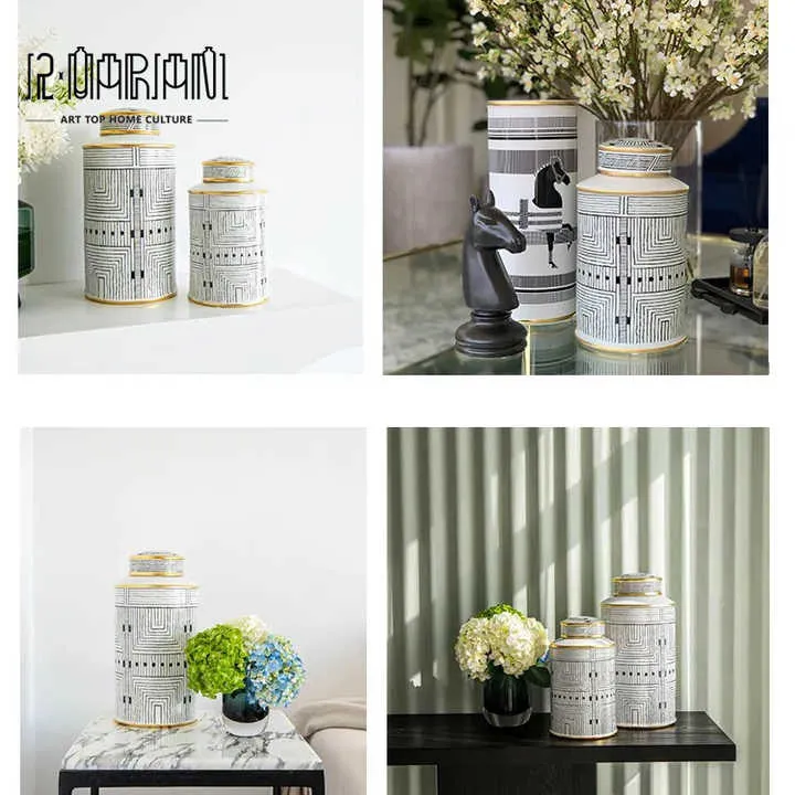 الفن كرافت قطع شريط جرة الداخلية الحديثة الذهب ديكور منزلي للرفاهية  - Ceramic Art Craft Pieces Bar Jar Interior Modern Gold Home Decor For Luxury