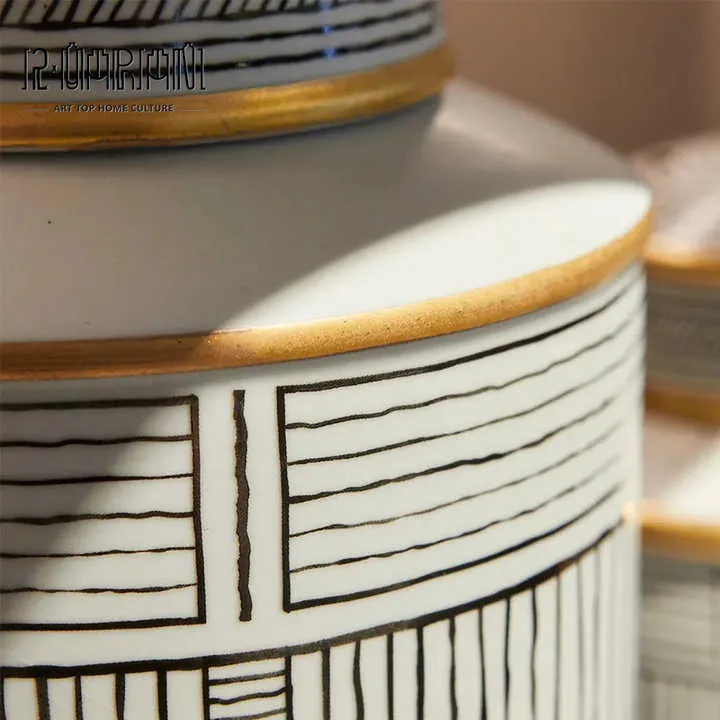 الفن كرافت قطع شريط جرة الداخلية الحديثة الذهب ديكور منزلي للرفاهية  - Ceramic Art Craft Pieces Bar Jar Interior Modern Gold Home Decor For Luxury