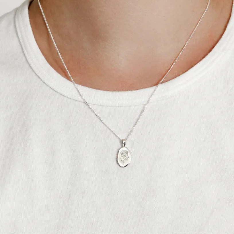18" Rose Necklace (Silver)