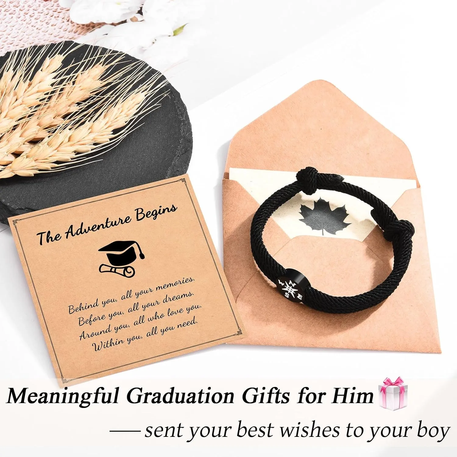 2025 Graduation Gifts for Him Men Boys, High School 5th 6th 8th Grade Kindergarten Preschool College Masters Degree Graduation Gifts Compass Bracelet for Grandson Son Nephew Friends