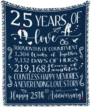 25th Anniversary Wedding Gifts Blanket - 25th Anniversary Wedding Gifts for Couple/Him/Husband