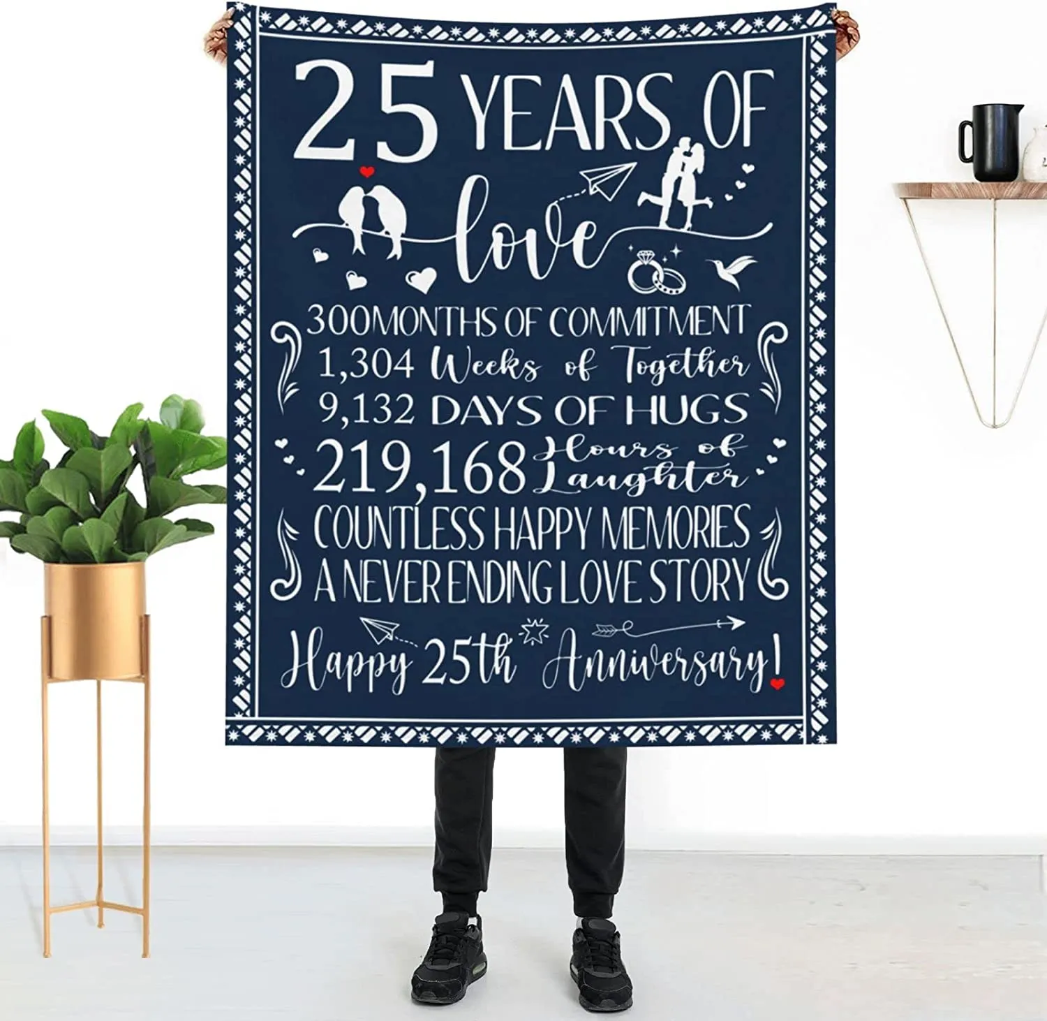 25th Anniversary Wedding Gifts Blanket - 25th Anniversary Wedding Gifts for Couple/Him/Husband