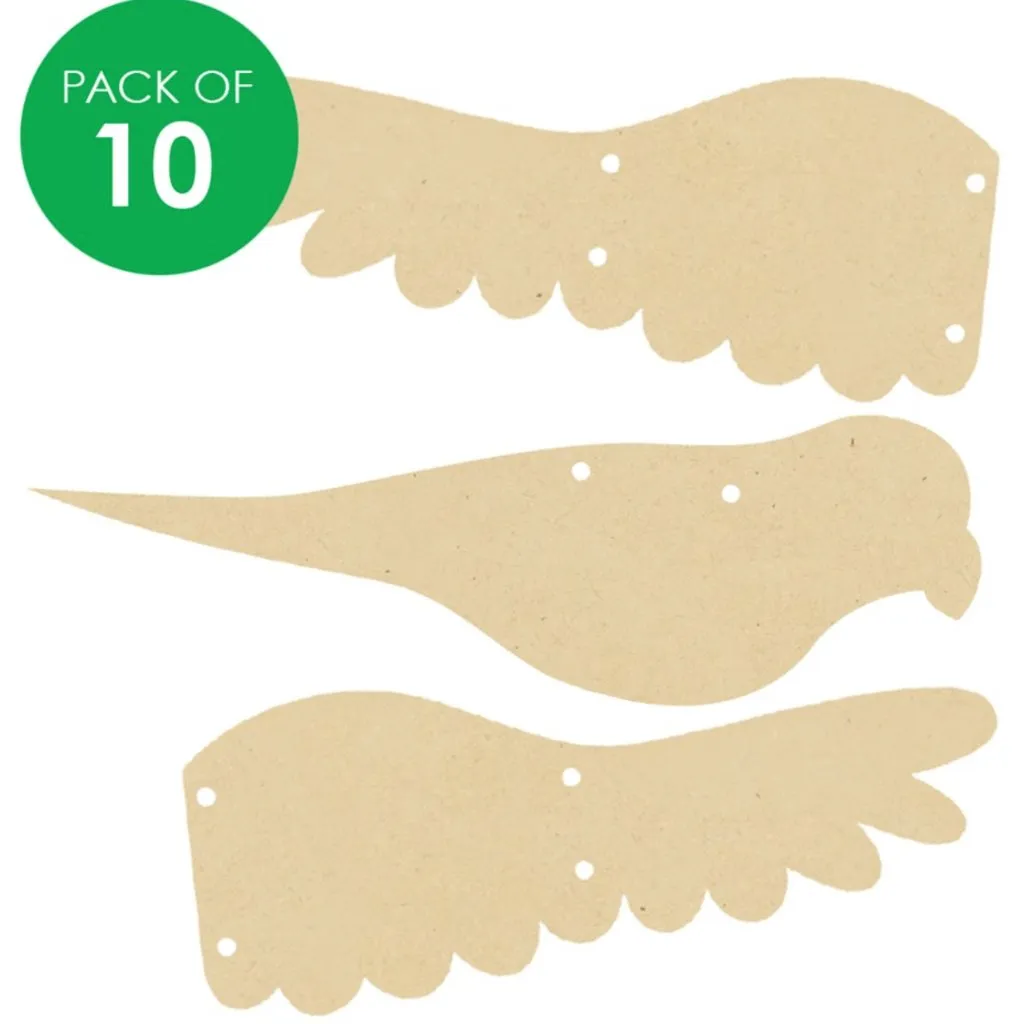 3D Wooden Flying Birds - Pack of 10