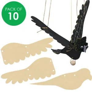 3D Wooden Flying Birds - Pack of 10