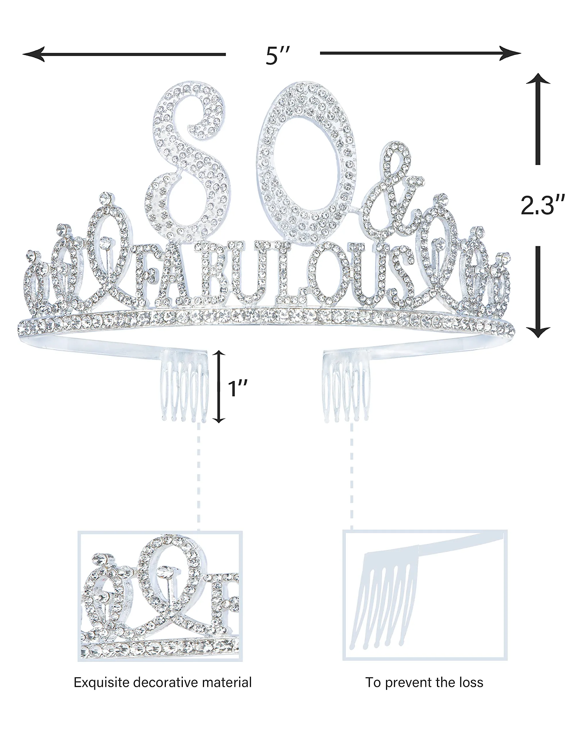 80th Birthday, 80th Birthday Gifts for Women, 80th Birthday Tiara and Sash Gold, 80th