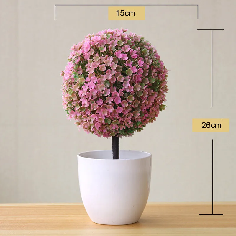 Artificial Mini Bonsai Tree Pot Flower Simulated Tree Decor Plant Fake Flower Potted Ornament For Home Room Garden Decoration