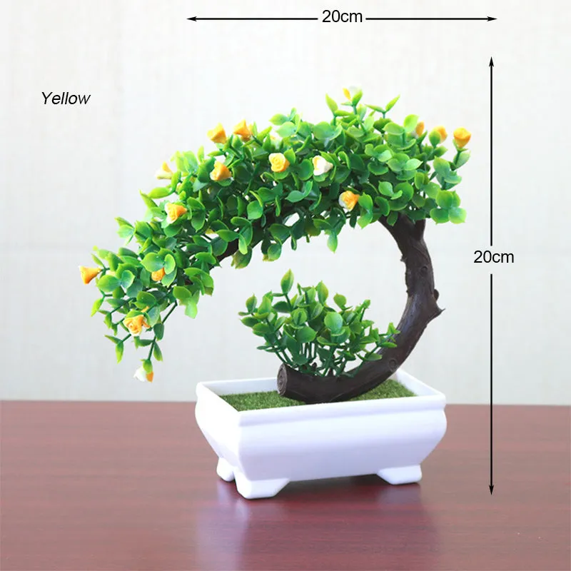 Artificial Mini Bonsai Tree Pot Flower Simulated Tree Decor Plant Fake Flower Potted Ornament For Home Room Garden Decoration