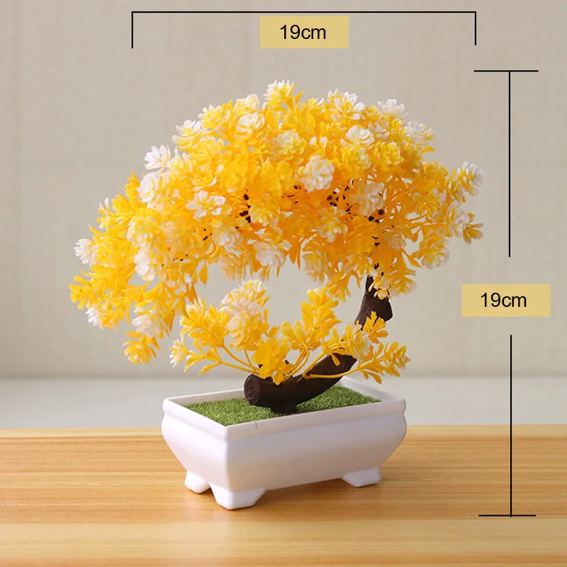 Artificial Mini Bonsai Tree Pot Flower Simulated Tree Decor Plant Fake Flower Potted Ornament For Home Room Garden Decoration