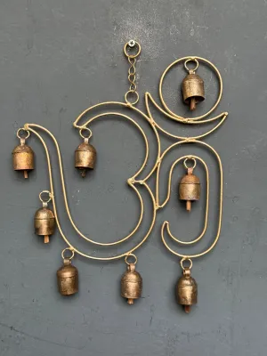 Aum / Om double walled  - copper handcrafted 8 bells hanging