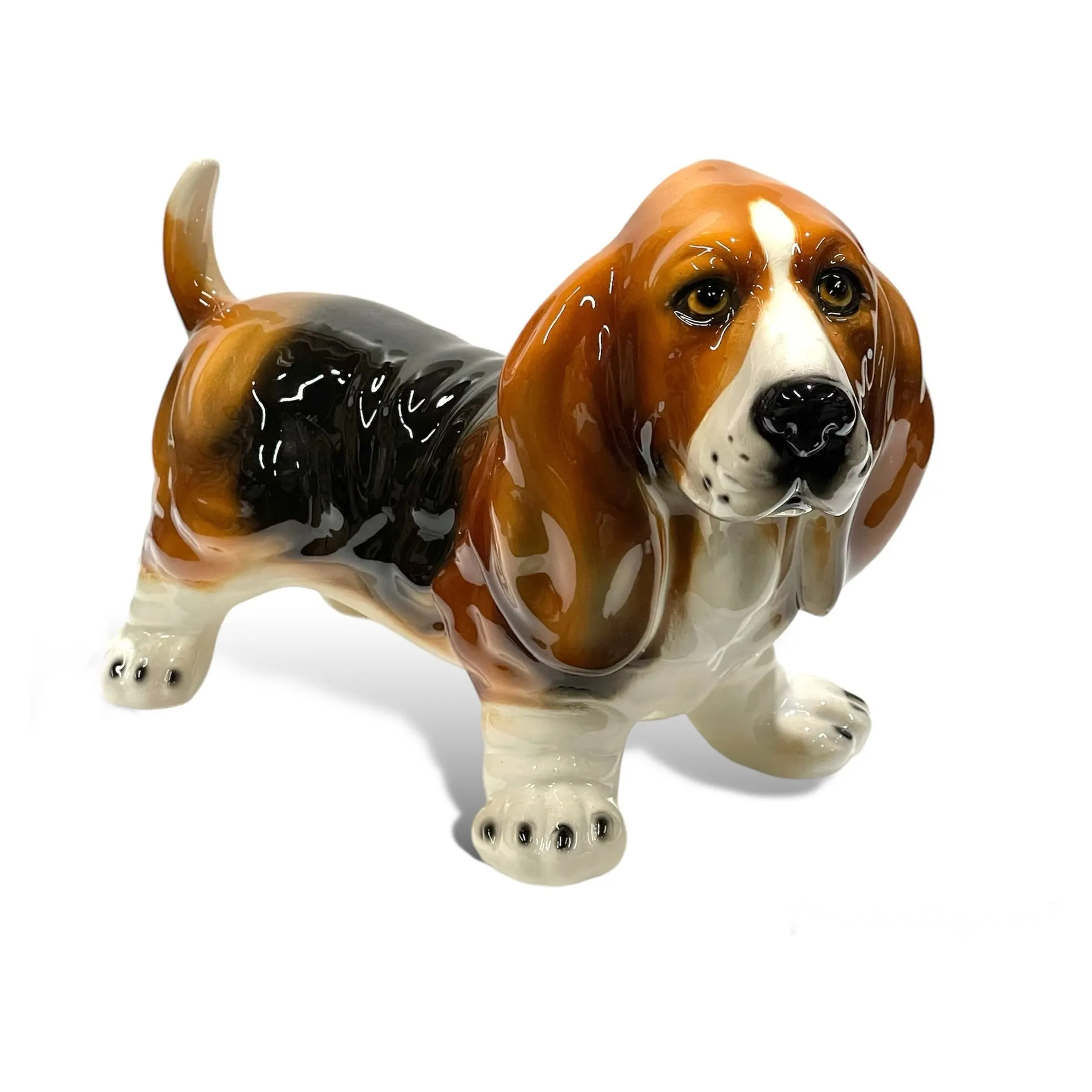 Basset Hound Puppy Sculpture-Italian Ceramic