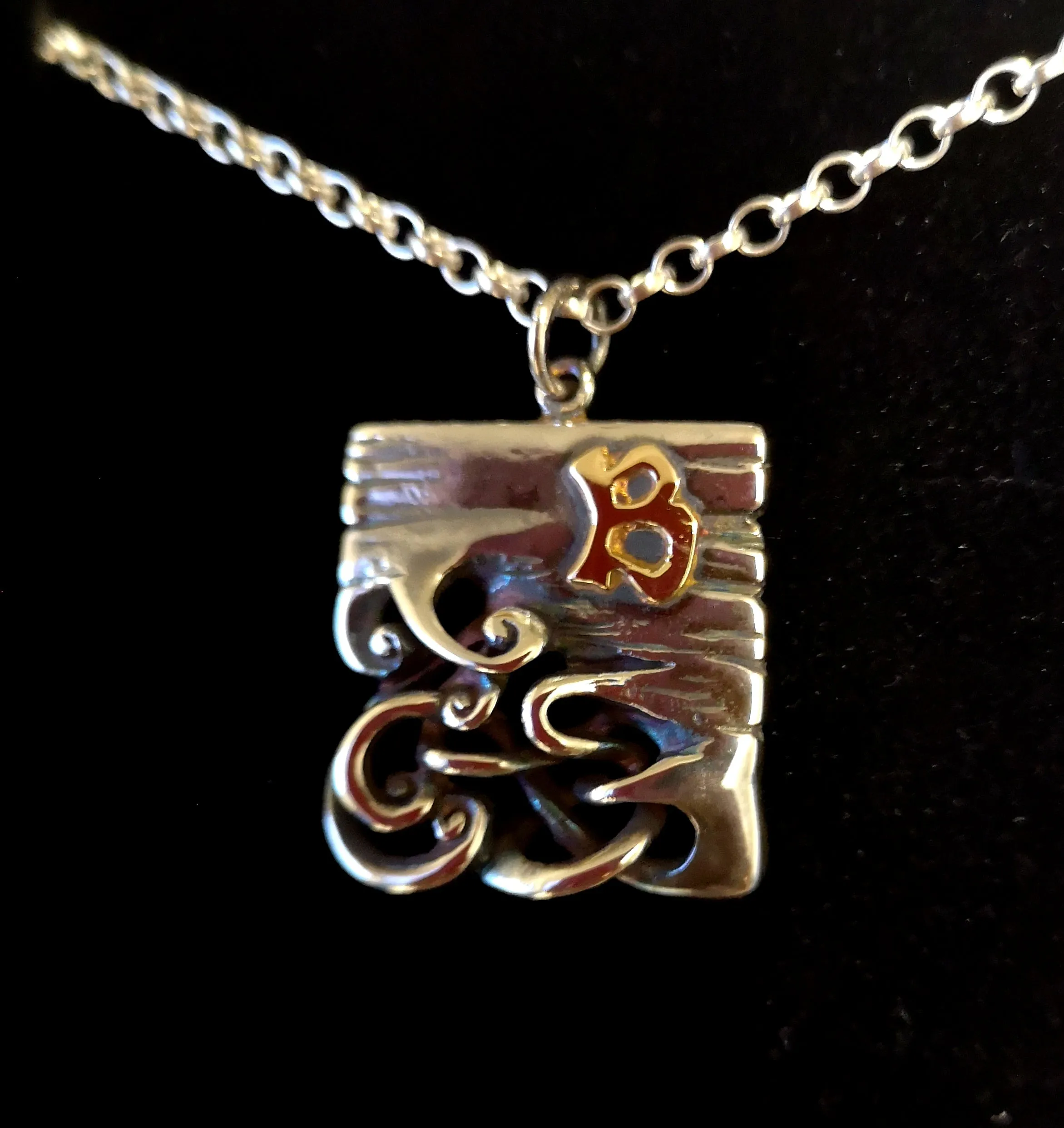 Bog Book Large Page Pendant with 14ct Gold Letter