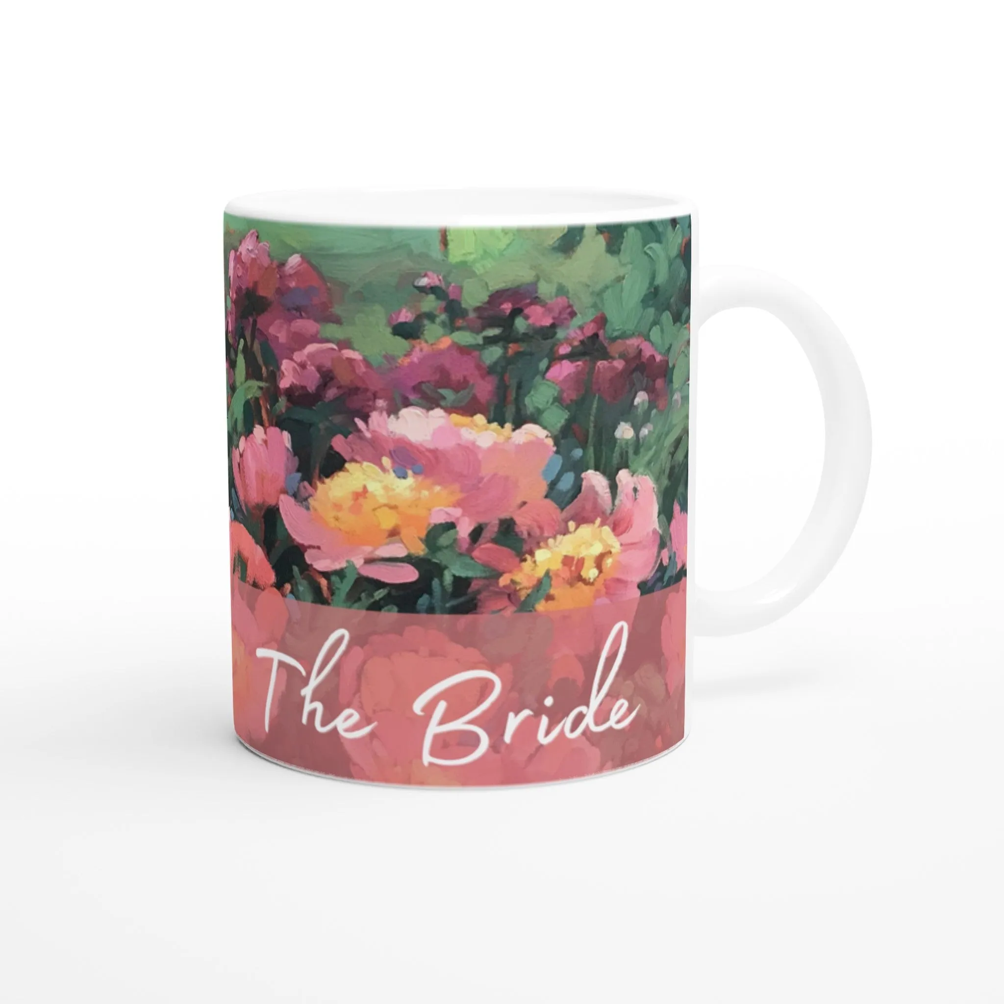 'Bride' 11oz White Ceramic Mug | Bridal Collection with 'Pink Princess' Artwork by American Artist Barbara Cleary