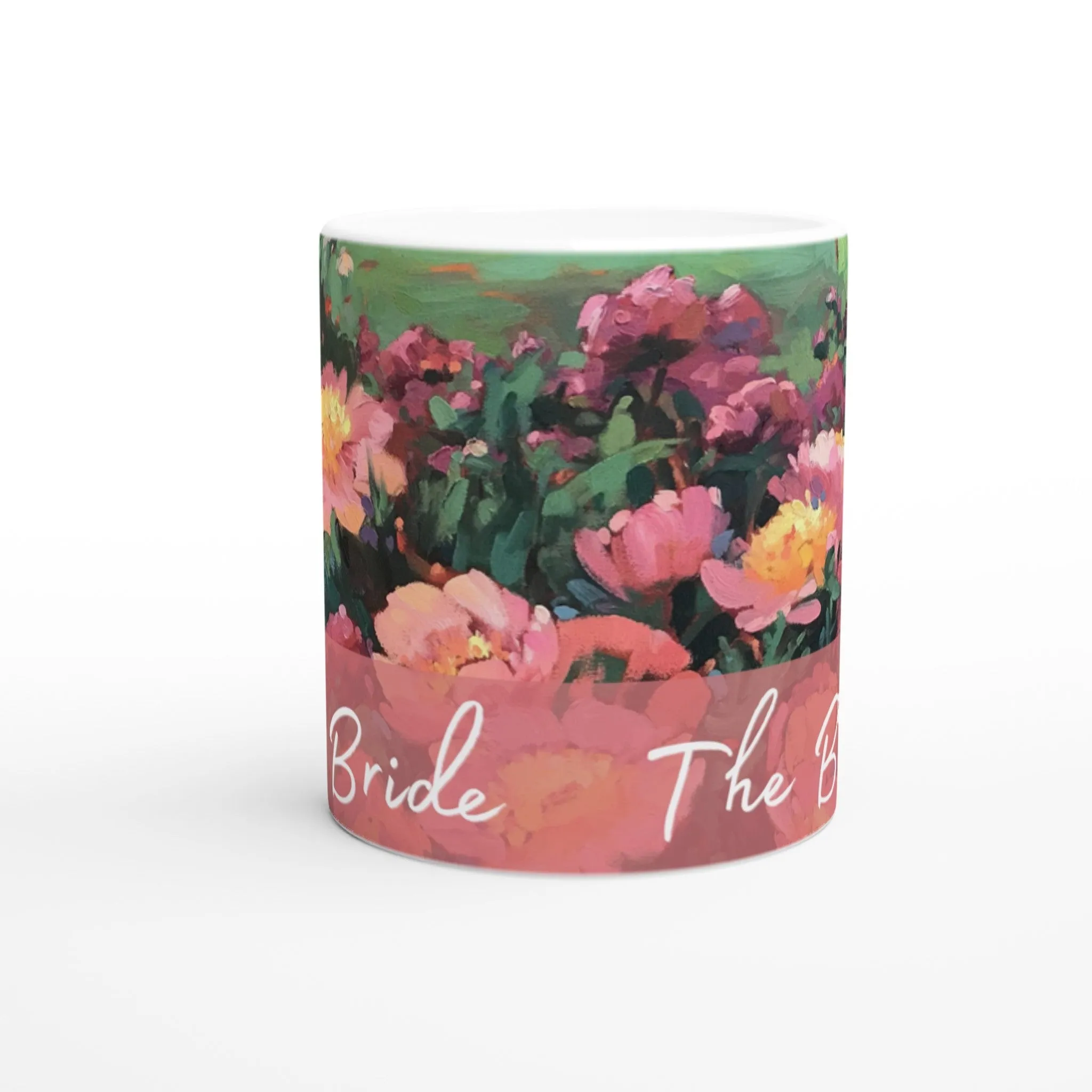 'Bride' 11oz White Ceramic Mug | Bridal Collection with 'Pink Princess' Artwork by American Artist Barbara Cleary