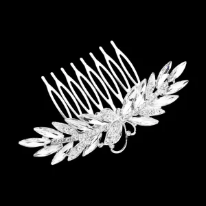Butterfly Accented Marquise Stone Cluster Hair Comb