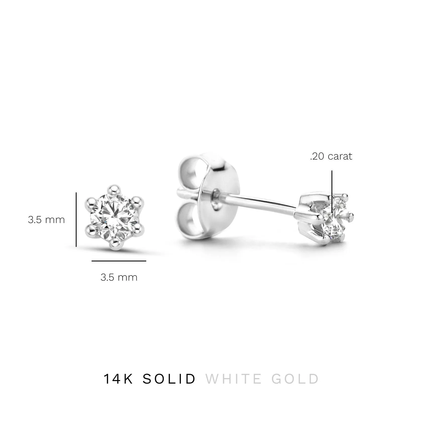 Cadeau d'Isabel 14 karat white gold necklace and ear studs gift set with diamond 0.30 carat