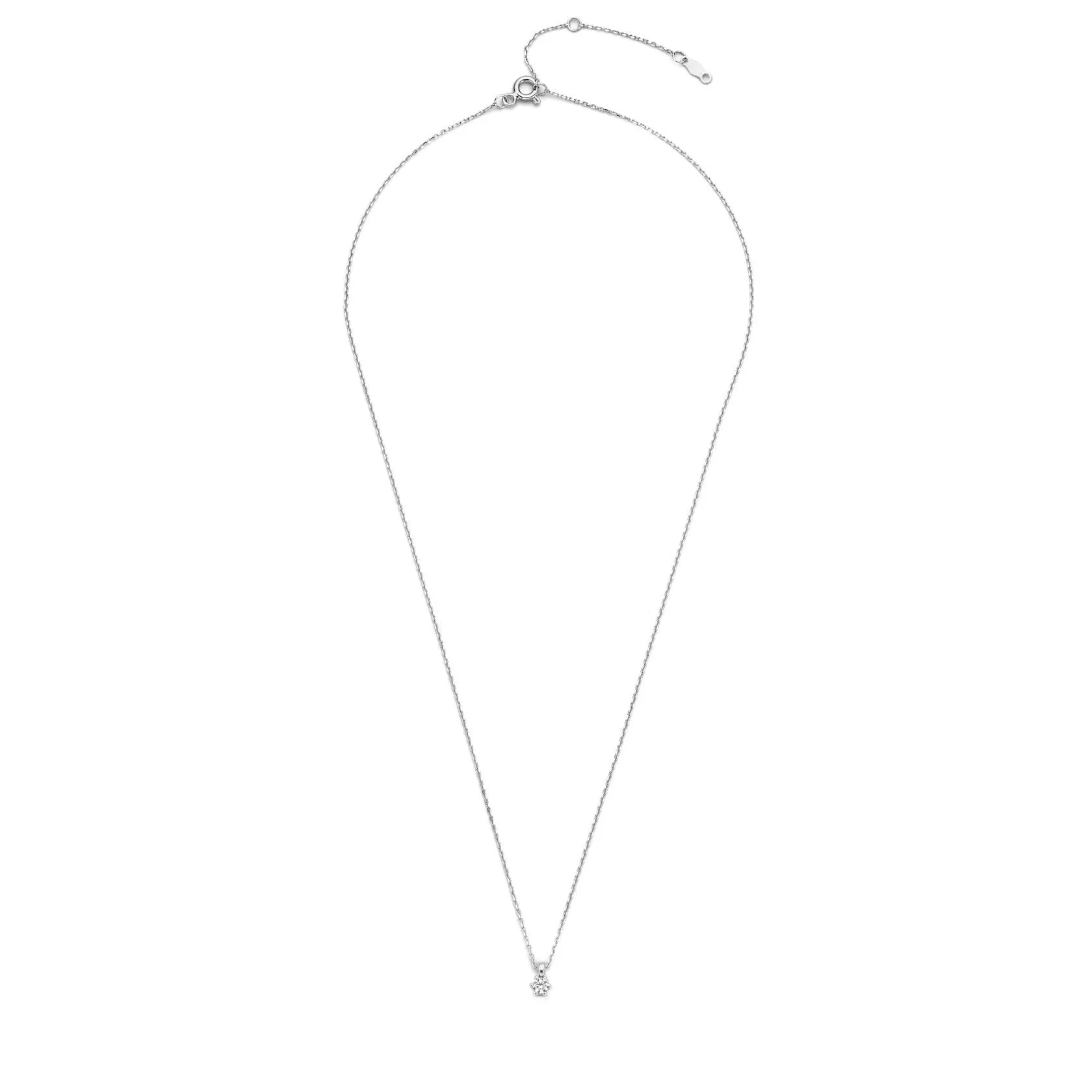 Cadeau d'Isabel 14 karat white gold necklace and ear studs gift set with diamond 0.30 carat