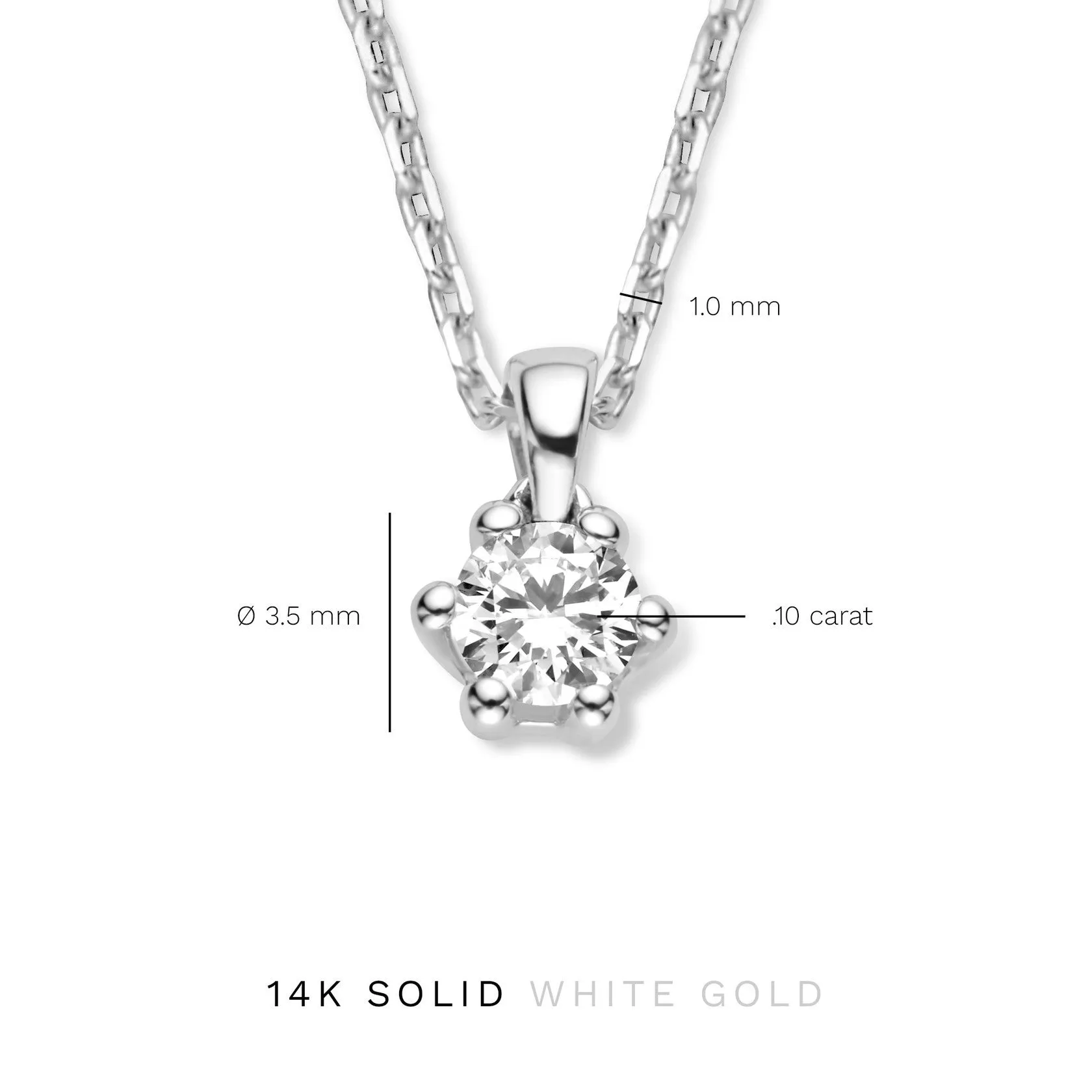Cadeau d'Isabel 14 karat white gold necklace and ear studs gift set with diamond 0.30 carat