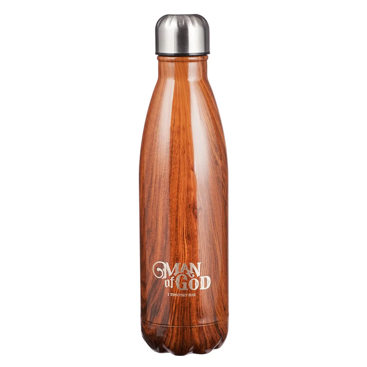 CAG Man of God Wood Design Stainless Steel Travel Bottle