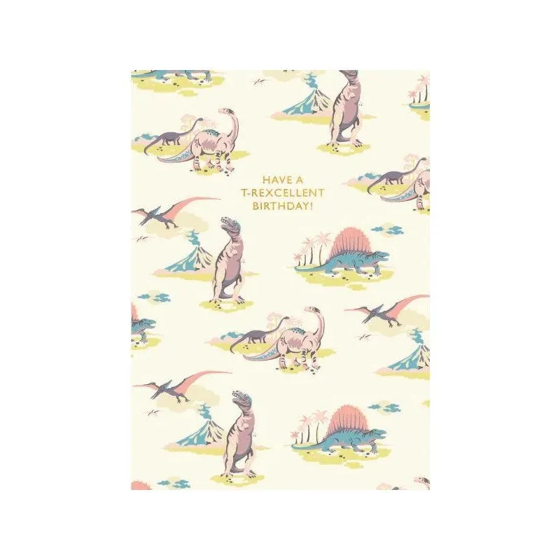Cath Kidston: Foil Greeting Card Pastel Dinosaurs