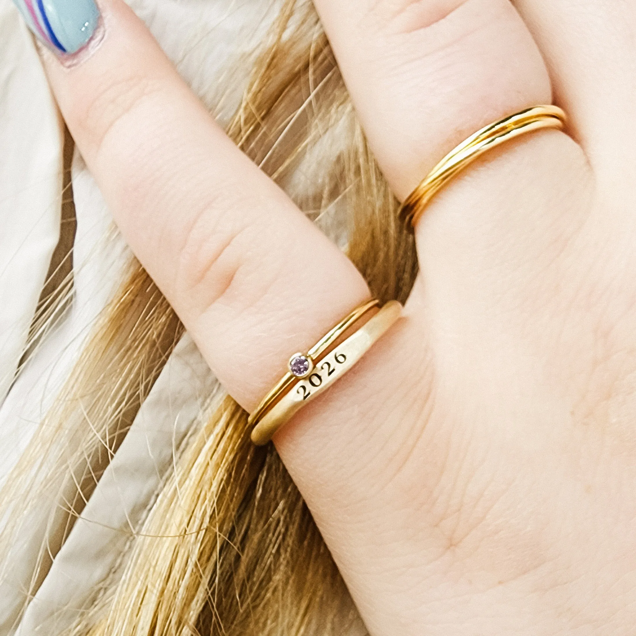 Class Signet Ring and Birthstone Set