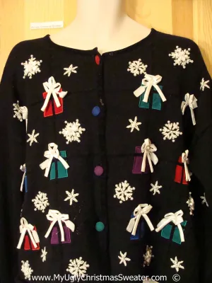 Colorful 3D Bows and Gifts Festive Christmas Sweater