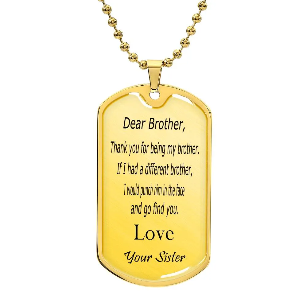 Engraved Necklace For Brother From Sister