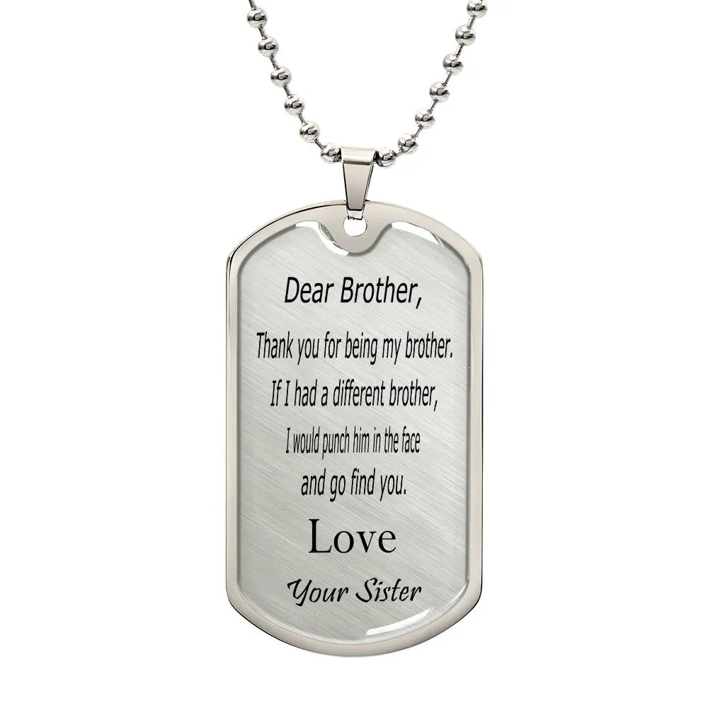 Engraved Necklace For Brother From Sister