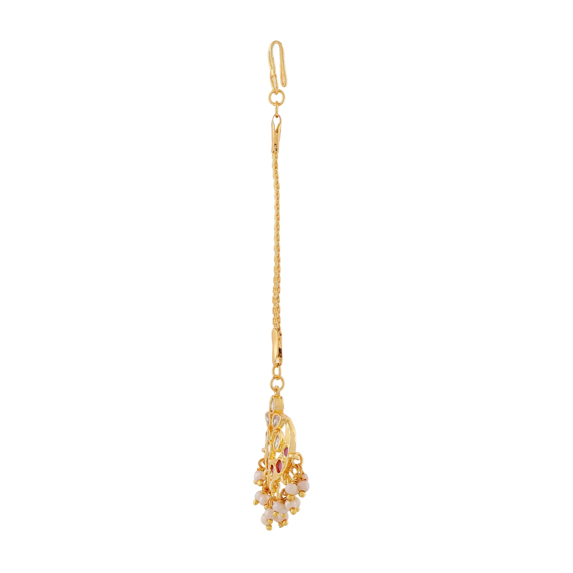 Estele Gold Plated CZ Gorgeous Designer Maang Tikka with Pearls for Women