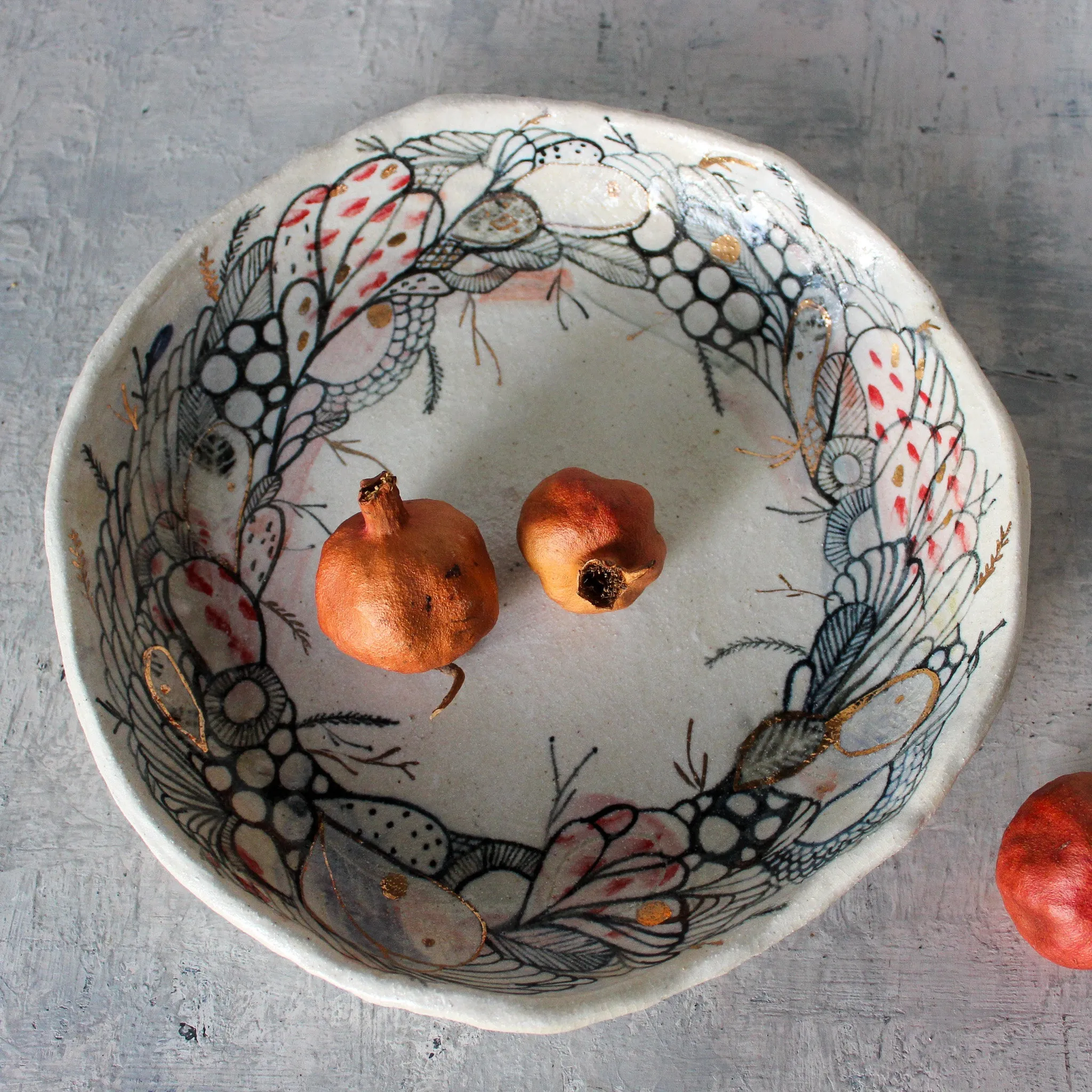 Extra Large Hand Painted Detail Bowl