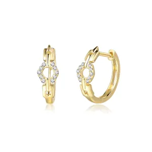 FANCIME Diamond Chain Link 14K Yellow Gold Hoop Earrings