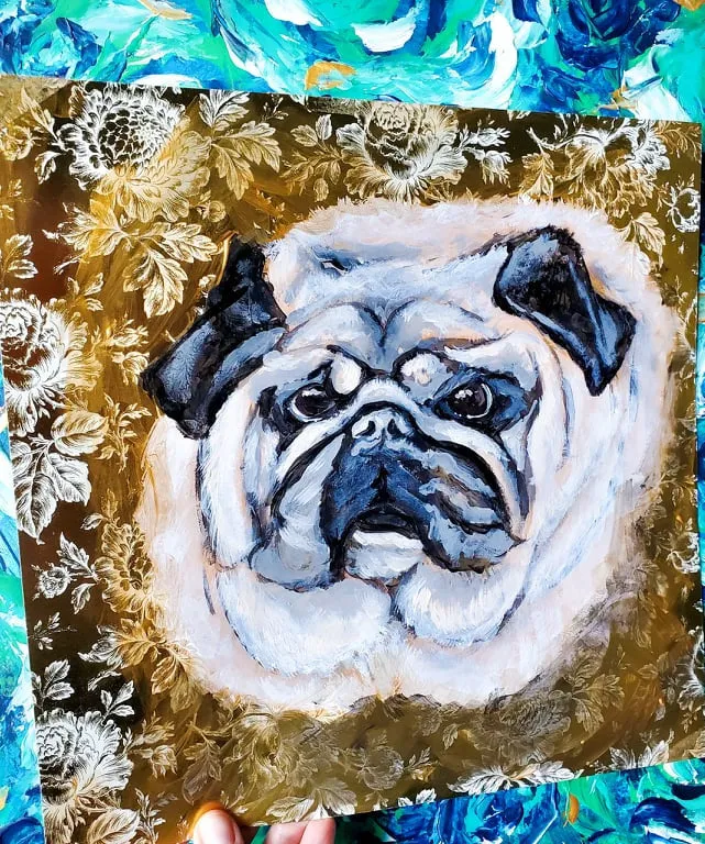 Fancy Gold Pet Portrait 12x12