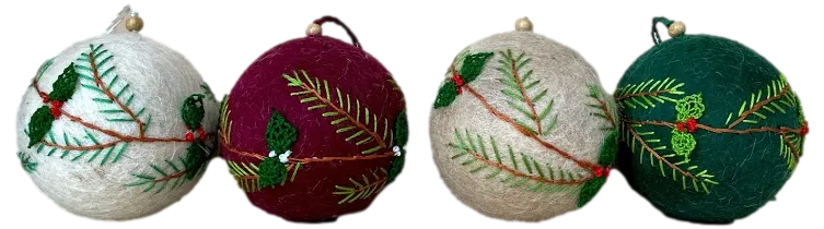 Felt Ornament Set "Pine Boughs"