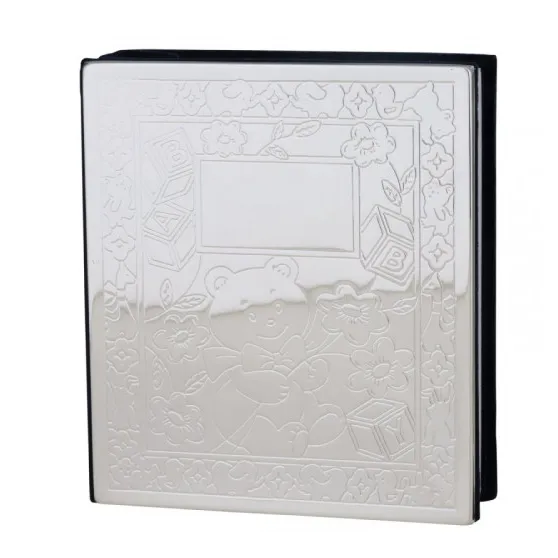 Frazer & Haws 92.5 Silver Plated Photo Album - Bear With Flowers (Holds 100 x 4R Photos)