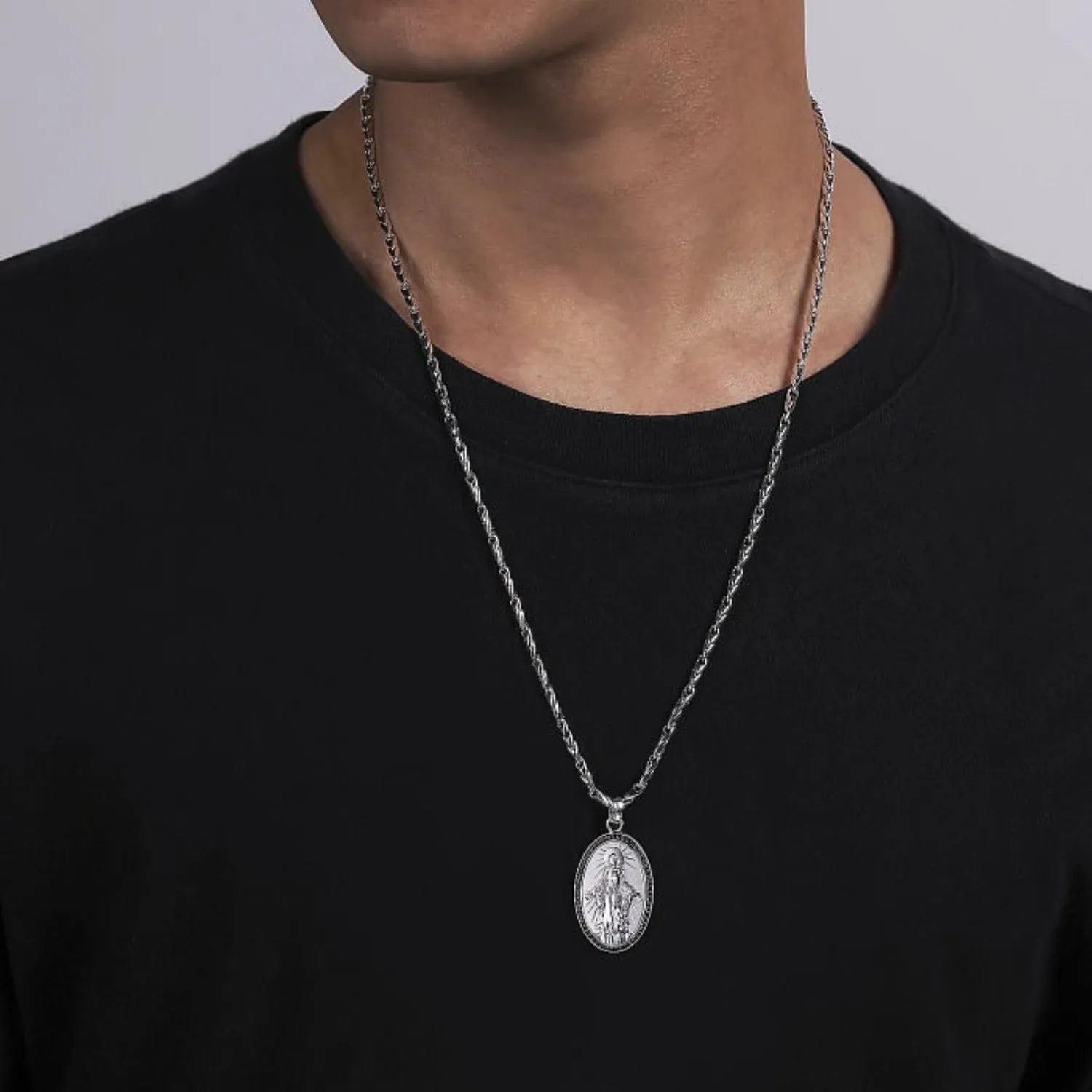 Gabriel & Co. Virgin Mary Pendant with Black Spinel Frame
