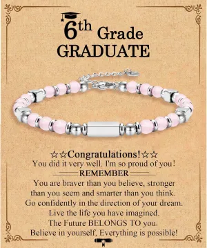 Gifts for Girls, Graduation Back to School First Day of School Gifts Bracelets for Daughter Granddaughter Niece Sister with Inspirational Card