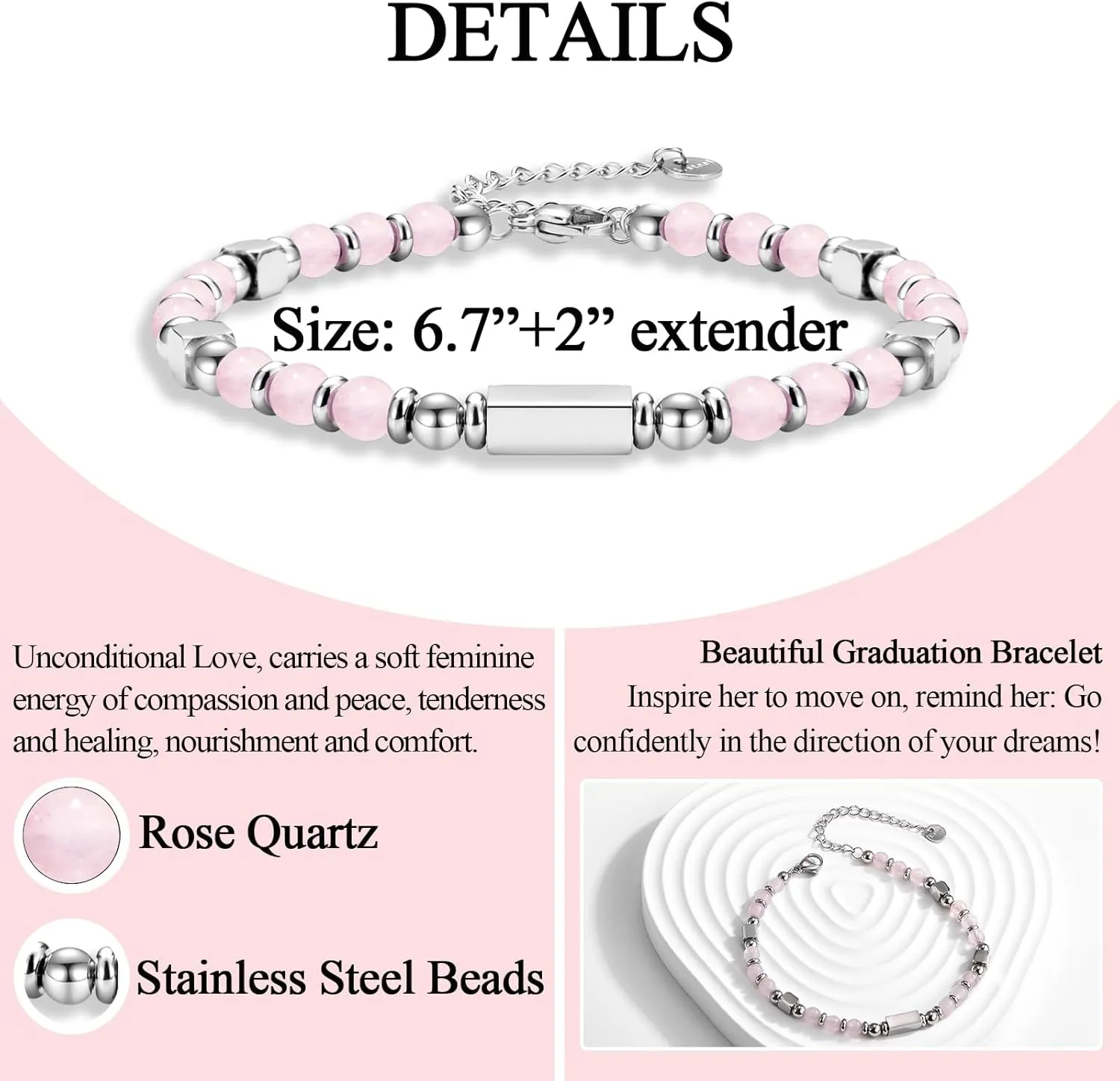Gifts for Girls, Graduation Back to School First Day of School Gifts Bracelets for Daughter Granddaughter Niece Sister with Inspirational Card
