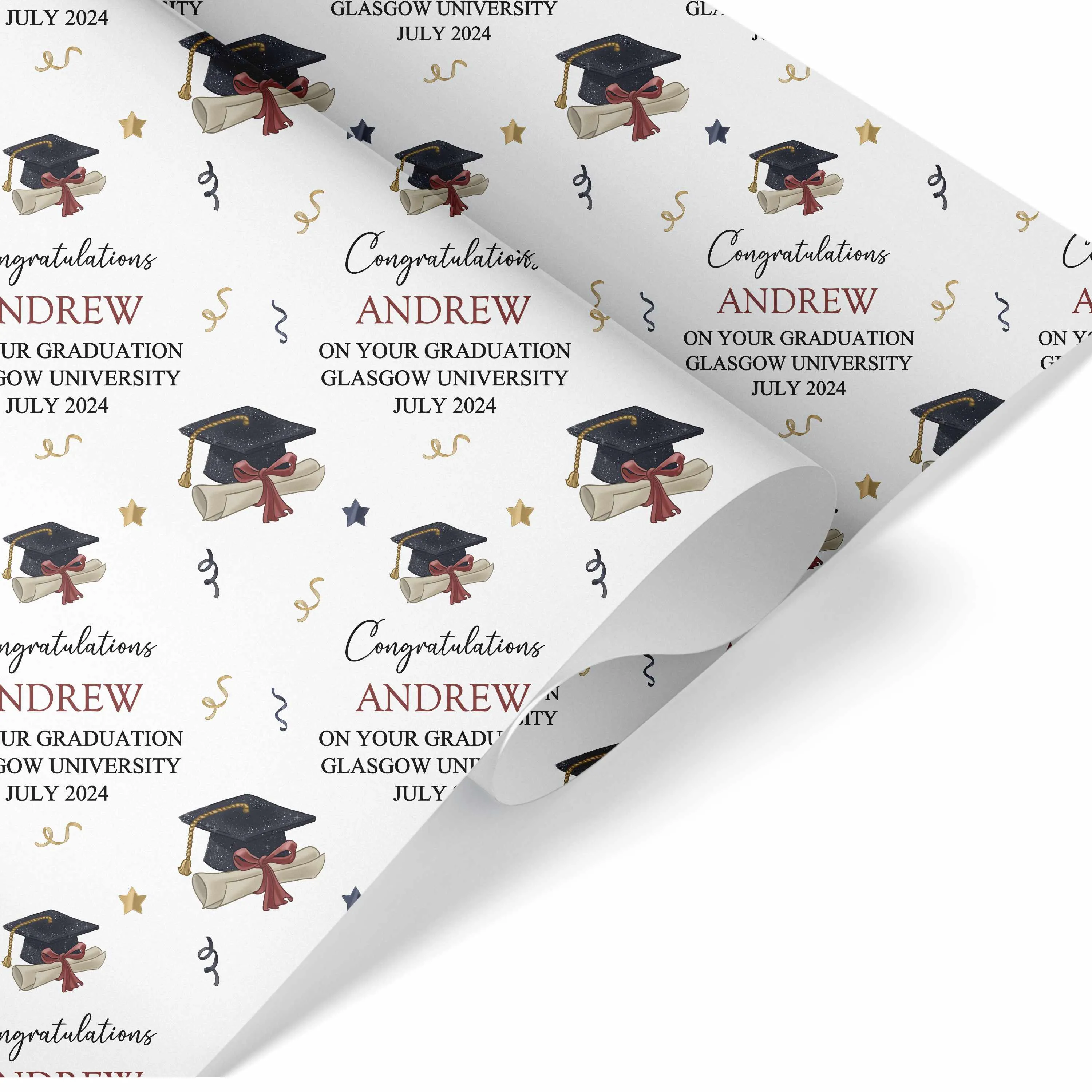 Graduation Wrapping Paper Scroll & Mortar