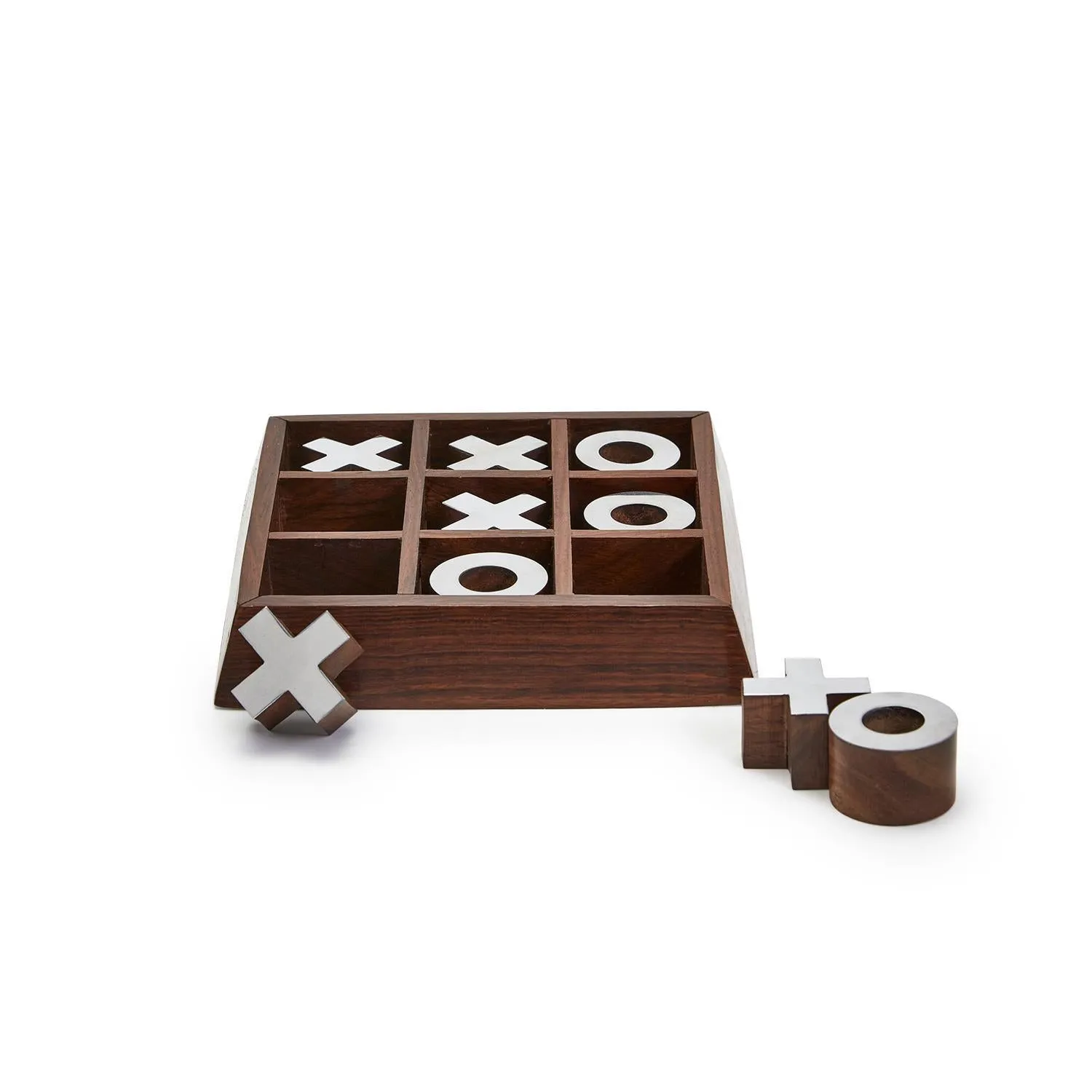 Hand-Crafted Tic-Tac-Toe - Acacia Wood/Metal