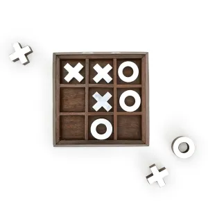 Hand-Crafted Tic-Tac-Toe - Acacia Wood/Metal