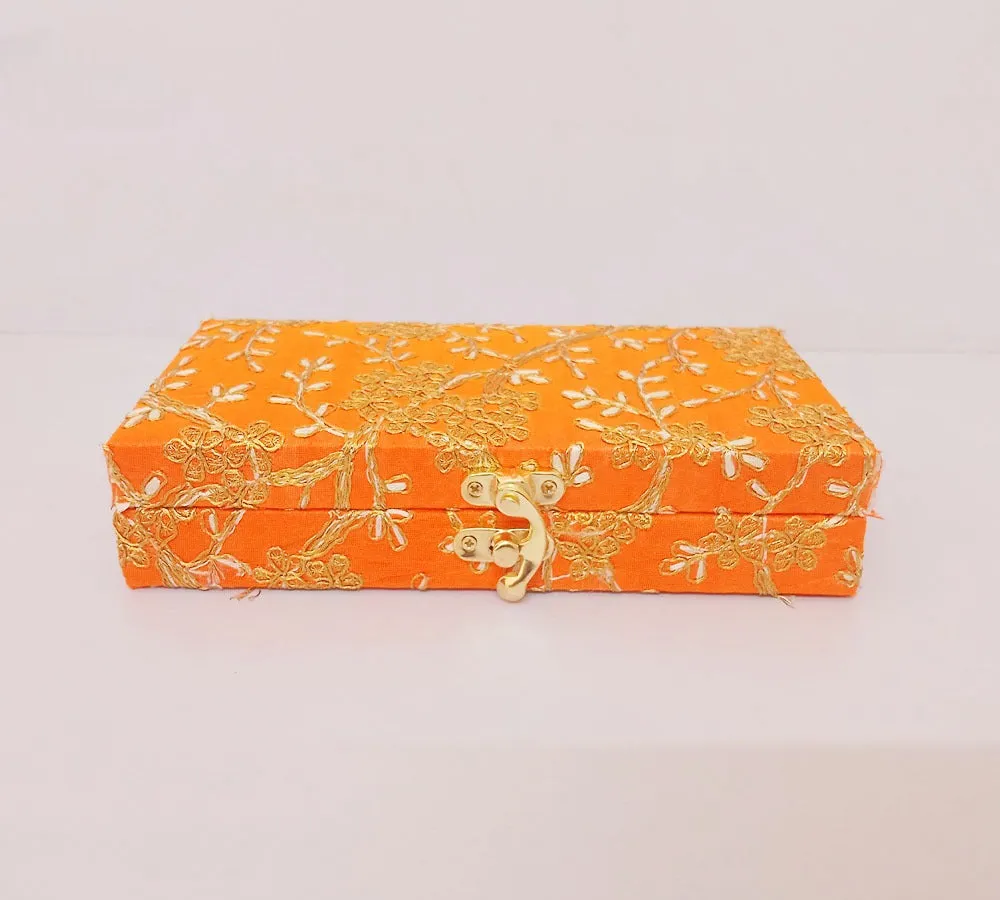 Handmade Embroidered Multicolor Shagun Box, Indian Wedding Gift Box, Wedding Favor Box