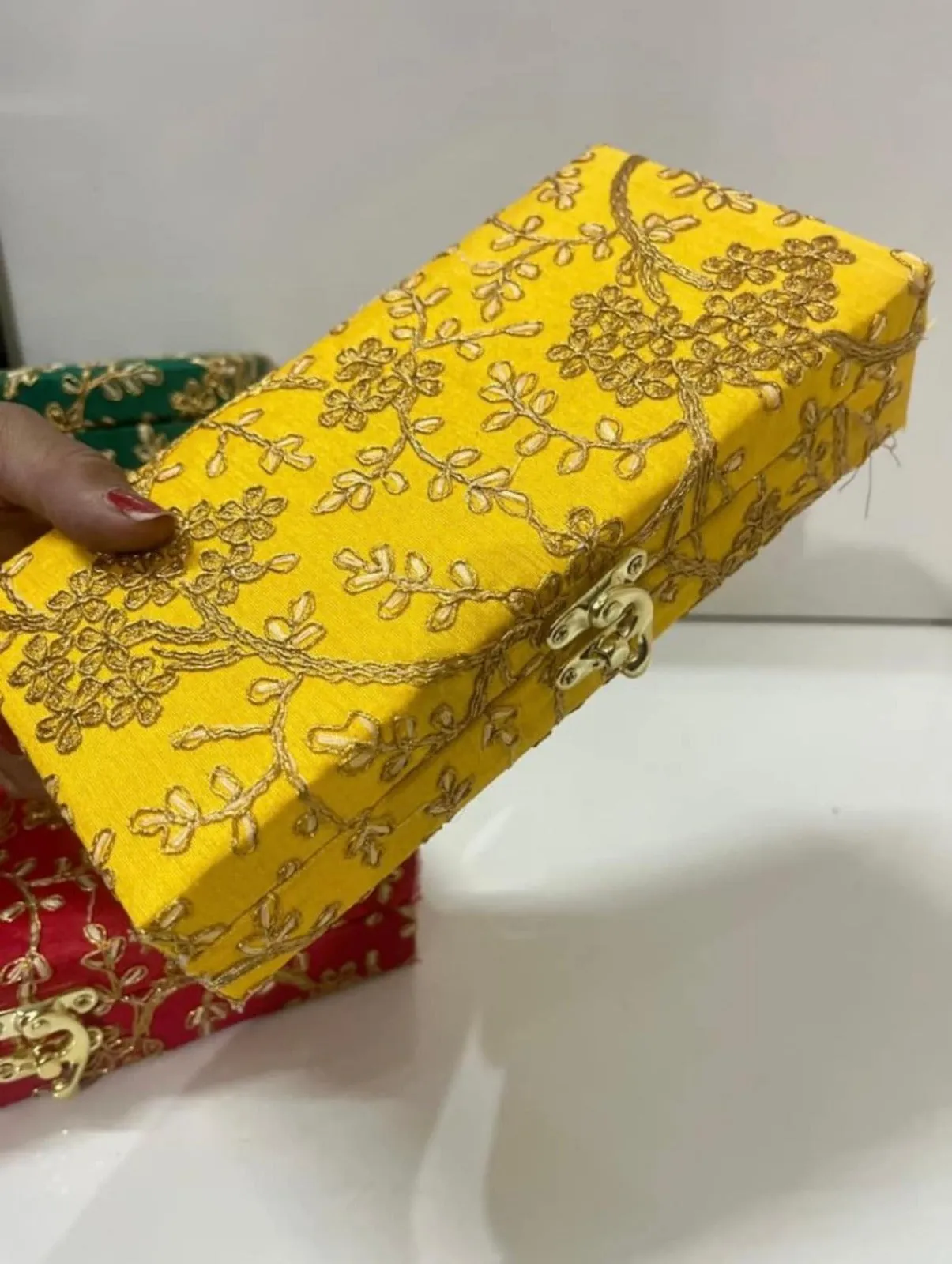 Handmade Embroidered Multicolor Shagun Box, Indian Wedding Gift Box, Wedding Favor Box
