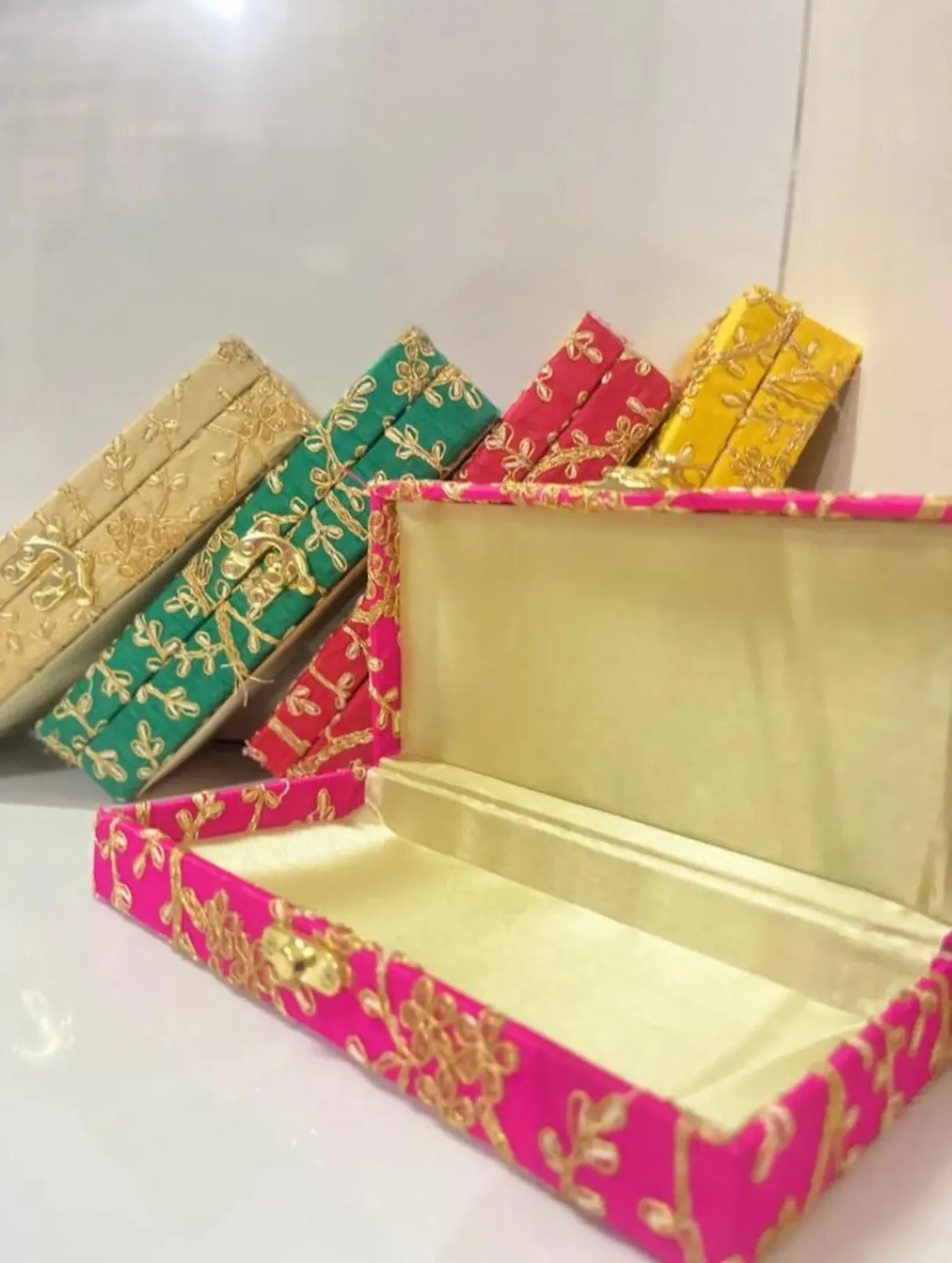 Handmade Embroidered Multicolor Shagun Box, Indian Wedding Gift Box, Wedding Favor Box