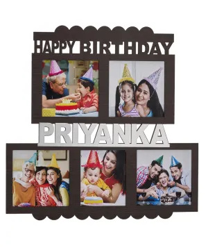 Happy Birthday Name & Photo Frame in Brown