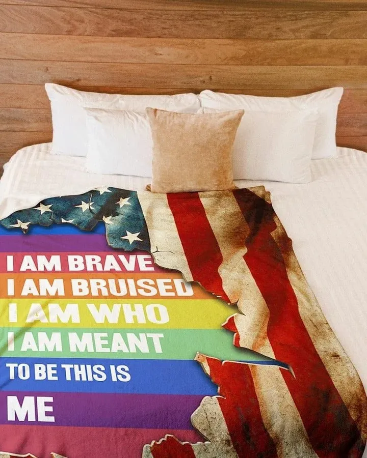 I'm Who I'm Meant To Be Lgbt Pride Sherpa Fleece Blanket, Pride Blanket For Couple Gay Man