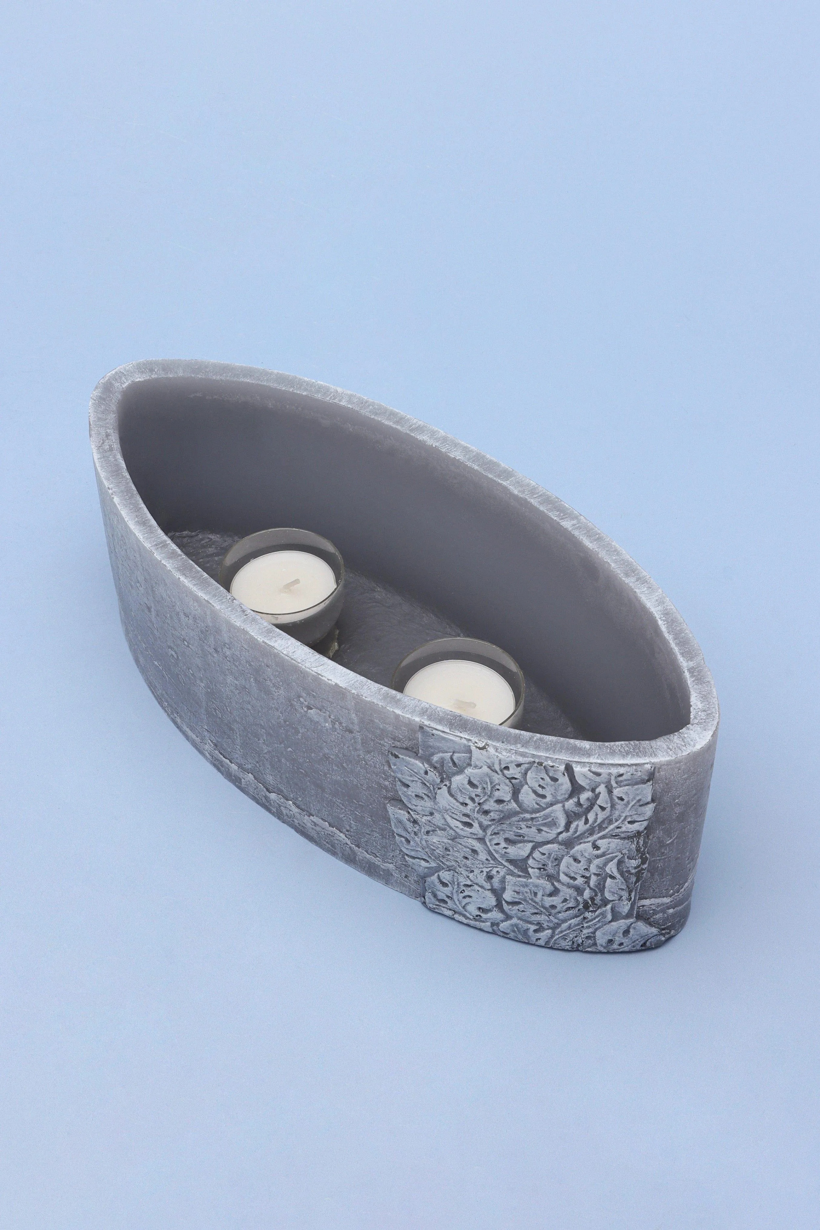 Juliet Leaves Light Grey 3D Pillar Candle