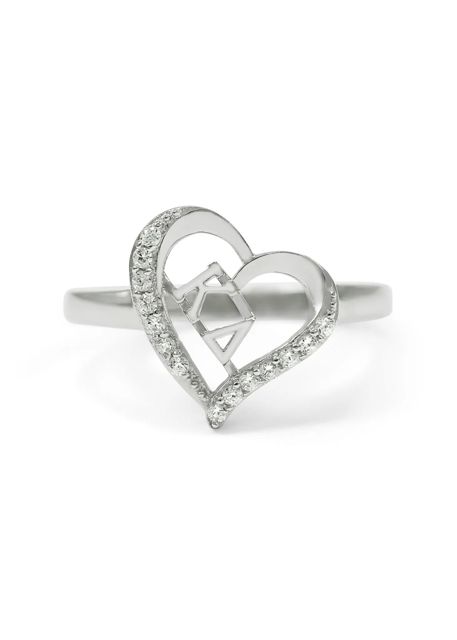 Kappa Delta Sterling Silver Heart Ring with CZs
