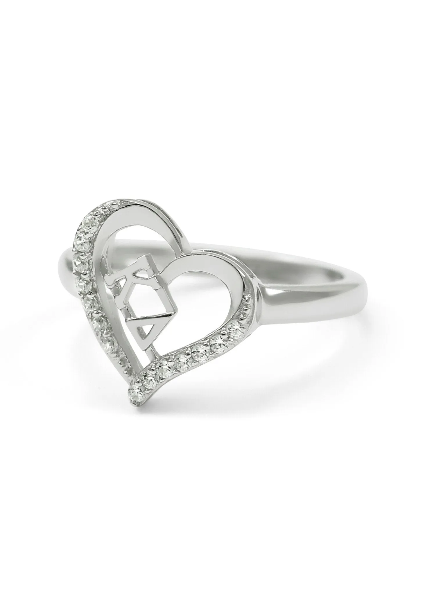 Kappa Delta Sterling Silver Heart Ring with CZs