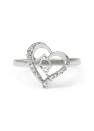 Kappa Delta Sterling Silver Heart Ring with CZs