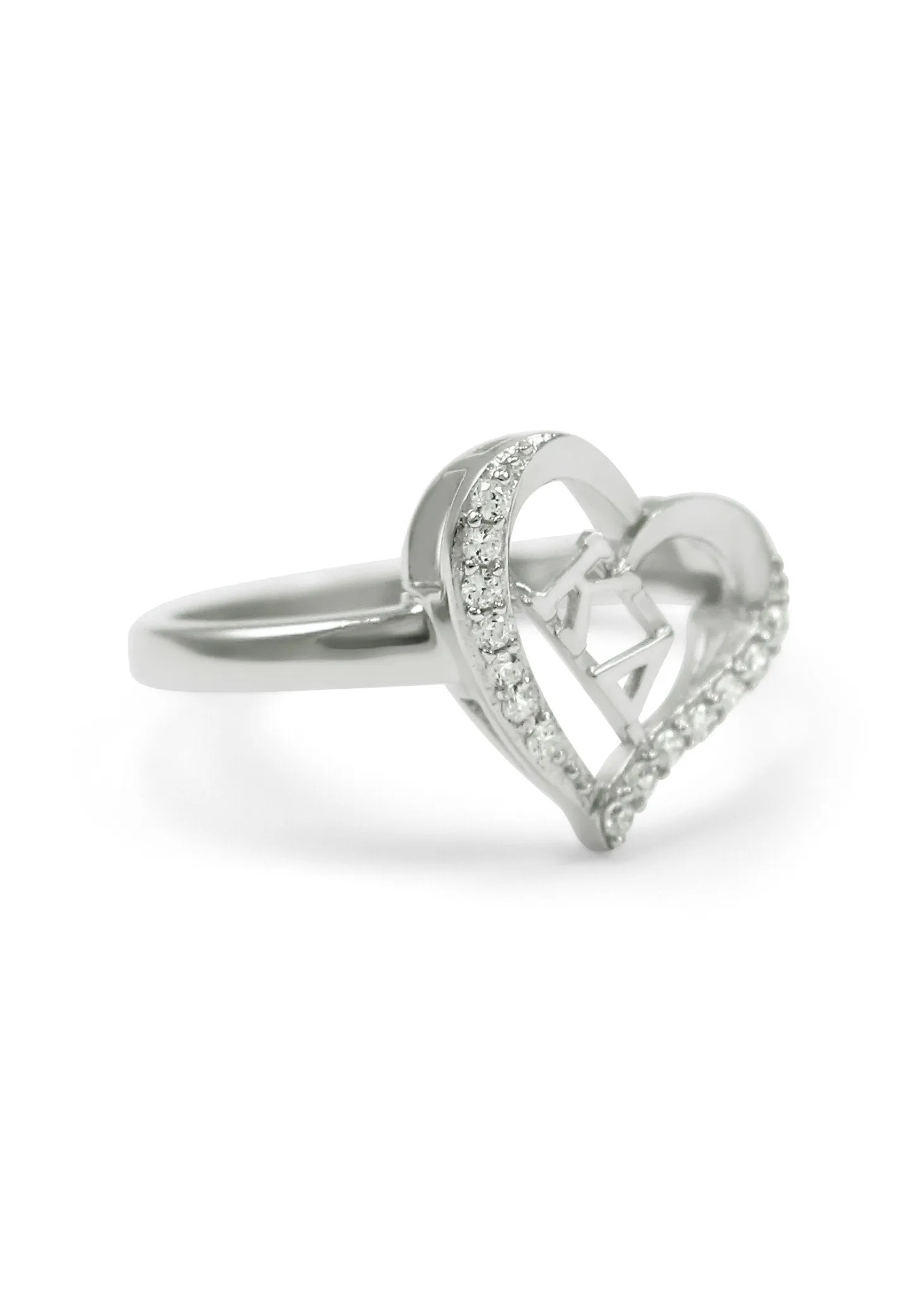 Kappa Delta Sterling Silver Heart Ring with CZs