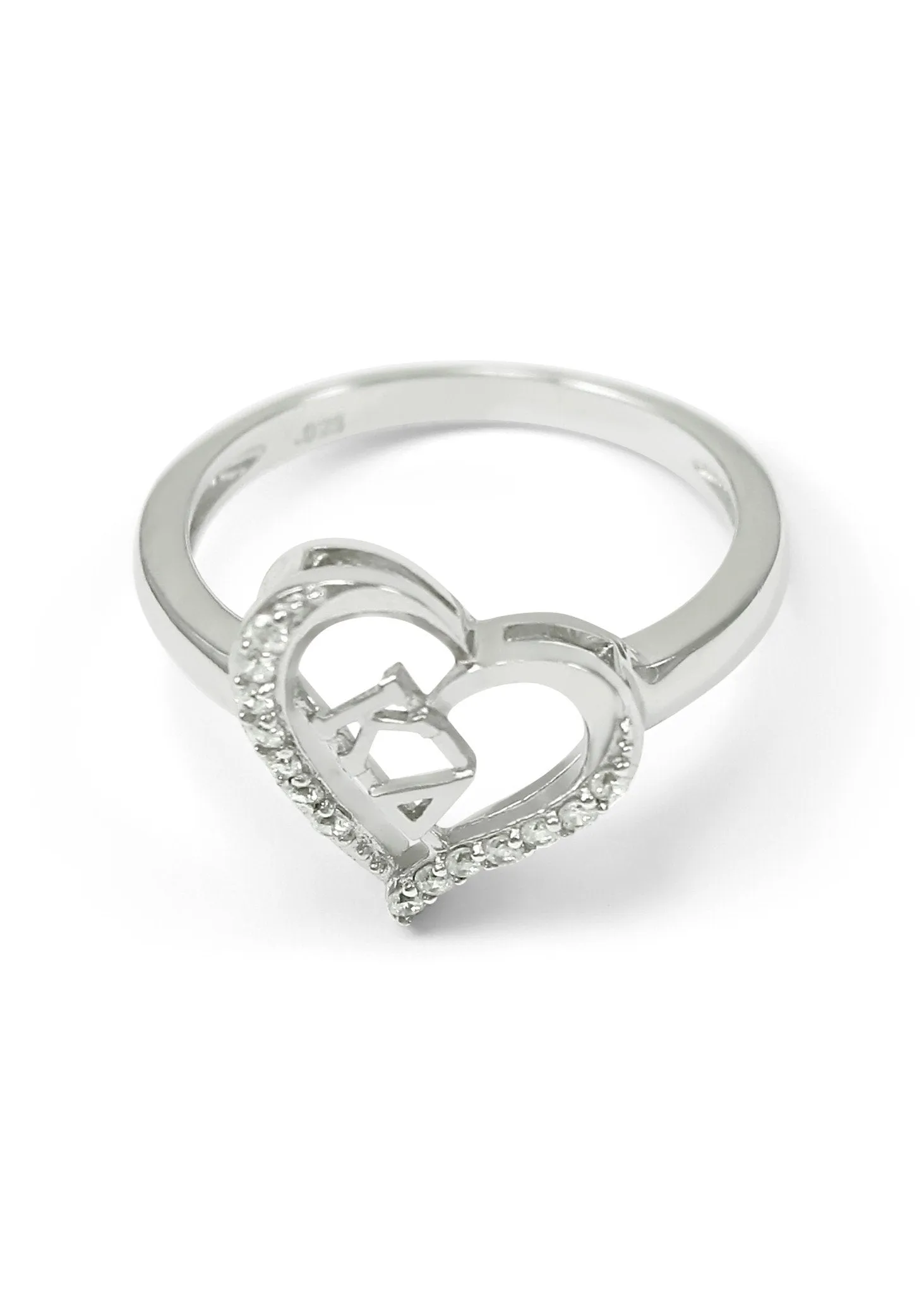 Kappa Delta Sterling Silver Heart Ring with CZs